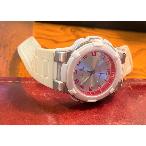 Women's White 40mm Armitron Acrylic Watch, WR 100M - Picture 2 of 3